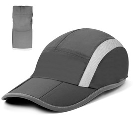 BSBUY Folding Baseball Cap, UPF50+ Collapsible Running Man Hat, Waterproof Sun Protection Cap, Quick Dry Sport Cap Adjustable Breathable Sun Hat Visors, Summer Cap Hat for Outdoor Activity(Dark Gray)