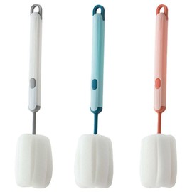 Bottle Brush Long Handle Cup Cleaner Brush Sponge Bottle Scrubber Detachable Handle Portable Sponge Cleaning Brush, for Cups Wine Glasses Water Bottles Baby Bottles and Vacuum Flasks(3 PCS)