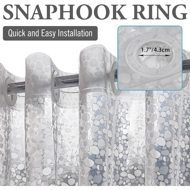 No Hooks Needed Waterproof Shower Curtain Liner PEVA 71" x