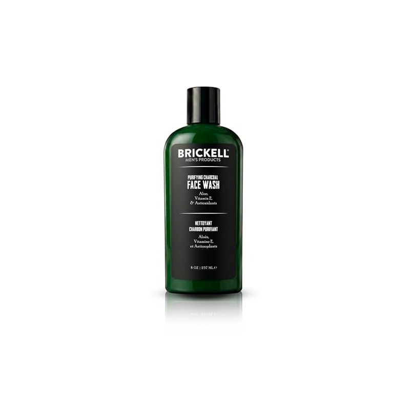 Brickell Men's Purifying Charcoal Face Wash for Men, Natural and
