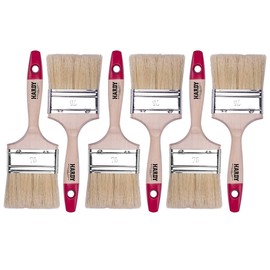 HARDY WORKING TOOLS A0200-360630 A0200-360630 Flat Brush Set 6-Piece Paint Brush Set with Wooden Handle, Paint Brush Series *36*, 6 Pieces, Red