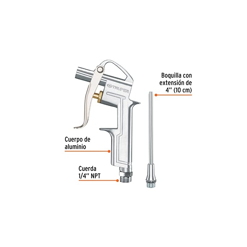 Truper PISO-695, Pistola metálica para sopletear, con extensión de 4"