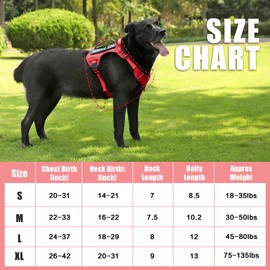 Bolux Tactical Dog Harness for Large Dogs,No Pull Adjustable Pet Dog Harness，Reflective K9 Working Training Easy Control Pet Vest Military Service Dog Harnesses (Red, Medium (Pack of 1))