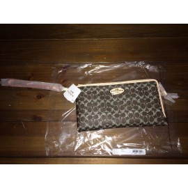Coach Signature Double Zip Wallet/Wristlet Style #53175