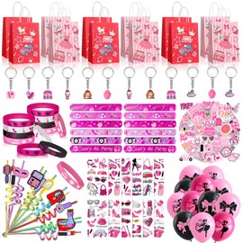 122PCS hot pink Themed Party Favors for girl, Birthday Decorations, Gifts Goodie Bags,School Classroom Rewards Carnival Prizes Christmas Thanksgiving Easter Birthday Gifts (hot pink)