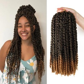 8 Packs Passion Twist Hair 14 Inch Pre-twisted Passion Twist Crochet Hair Pre-looped Crochet Braids for Black Women Ombre Honey Blonde Synthetic Passion Twists Braiding Hair Extensions