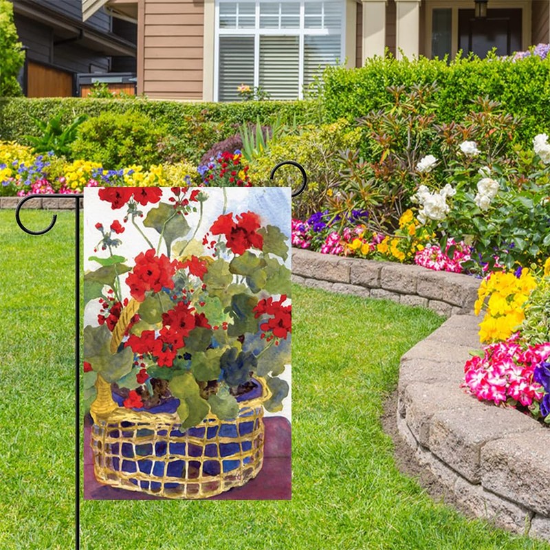 DMERBYL Geranium Basket 12.5 X 18" Decorative Garden Flag