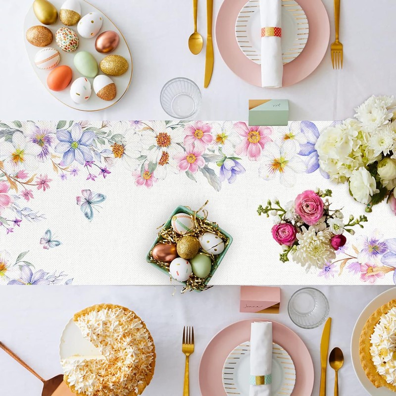 Floral Table Runner Perfect for Memorial Day, Spring Holidays, Easter