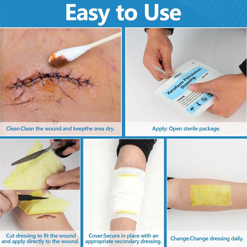 40 Pack Medical Xeroform Petrolatum Dressing Patch,5"x9"Non-Adherent Gauze Pads,Soft Fine
