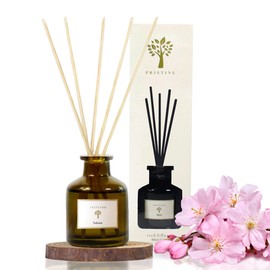 PRISTINE Cherry Blossom Flower Reed Diffuser for Home | Smokey Sakura Oil Diffuser & Reed Diffuser Sticks with Essential Oil Reed Diffuser Set | Home & Office | Perfect Blend for Calming & Restoring