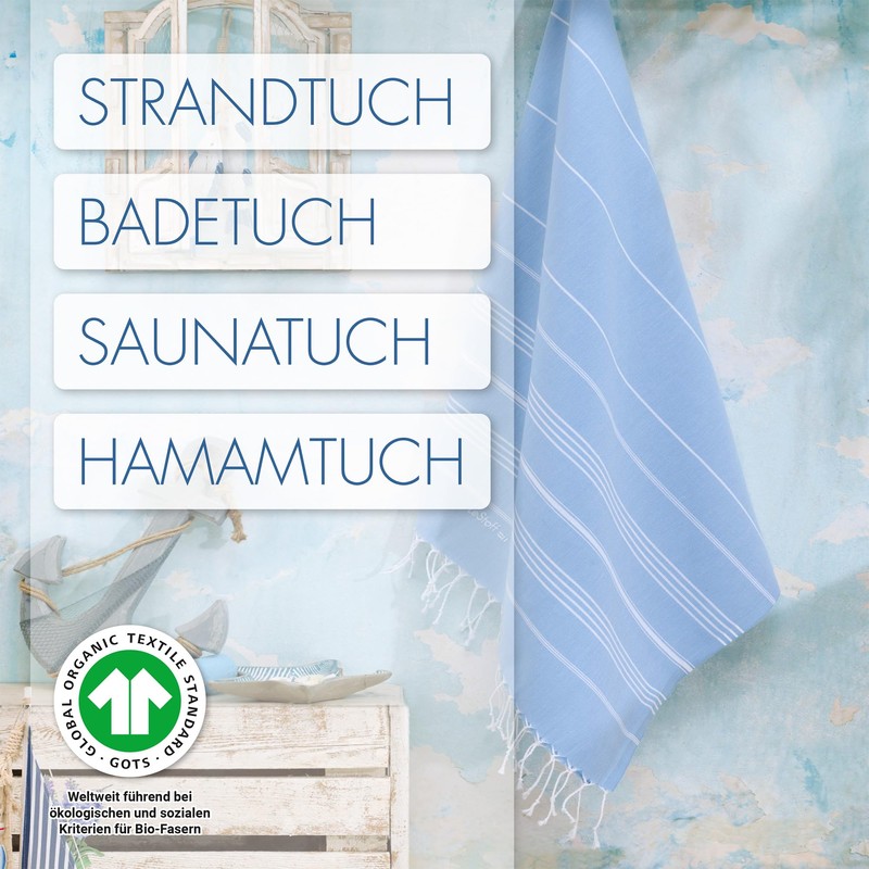LeStoff Turkish Hammam Beach Towel 100% Organic Cotton Prewashed 95x180cm