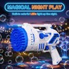 Bubble Gun for Kids, 69-Hole Bubble Blaster with LED Lights,