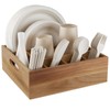 Wooden Cutlery Holder for Dining Table, Multiple Compartments Organizer Box,