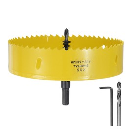 HARFINGTON Bi-Metal Hole Saw Kit 140mm / 5-1/2" Dia M42 High-Speed Steel Hole Saw Drill Bit Cutter with 3/8" Hex Shank Arbor Center Drill Wrench for Wood Plastic Drywall Plywood
