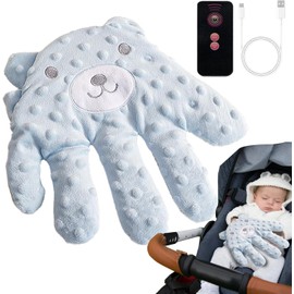 Mano de palma calmante para bebé,Palma calmante para bebés con control remoto,3 modos,palmaditas simulada de ayuda para dormir para bebés durmiendo,tanque interior puede calentar y Calentar barriga ayuda con escape (Azul)