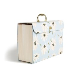 U Brands Expanding 19 Pocket Fashion File Folder, Blue Gilded Spring, 15.4” x 10.5”