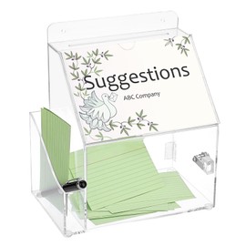BTSKY Acrylic Suggestion Box With Lock Wall Mounted Acrylic Donation Box with 5"x7" Sign Slot, Office Ballot Box with Side-Pocket Collection Box for Voting Locking Mailbox Suggestion Comment Box,Clear