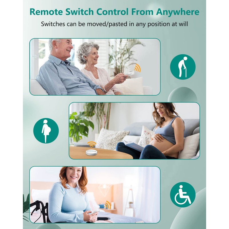 HAPYTHDA Wireless Light Switch, No In-Wall Wiring Required, Waterproof Remote