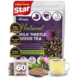 WOTIHA 60 Count Premium Milk Thistle Tea Bags - 100% Natural Milk Thistle Seed, Liver Support, Caffeine-Free, Additive-Free, Non-GMO