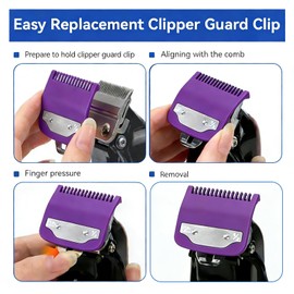 2 Pack Clipper Guards Set Compatible with wahl 1/2 clipper guards, 1/16"1.5mm Metal Hair Clipper Guards Set Replacement for Wahl Clipper Guards Set, for Professional Stylists and Barbers(Purple)