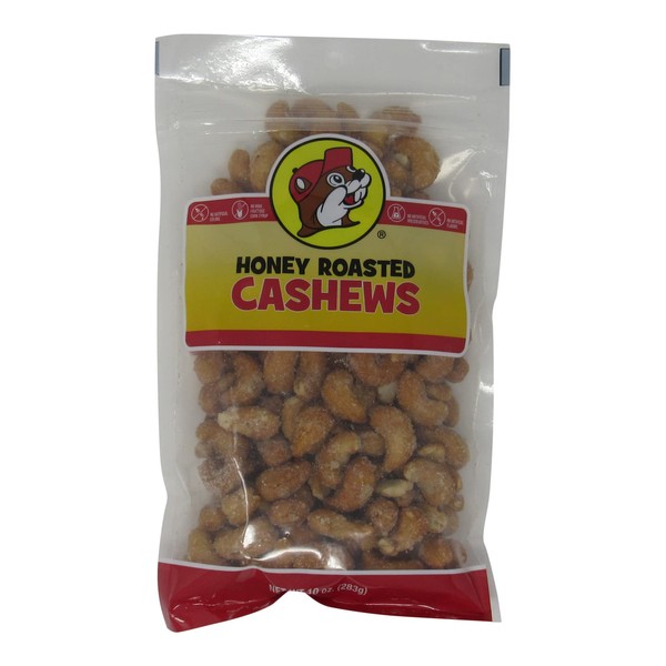 Buc-ee's Honey Roasted Whole Cashews in a Resealable Bag, One 10 Ounce Bag