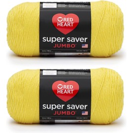 Red Heart Super Saver Jumbo - Hilo amarillo brillante – Paquete de 2 unidades de 396 g/14 oz – Acrílico – 4 Medianos (Worsted) – 744 yardas – Tejer/Crochet