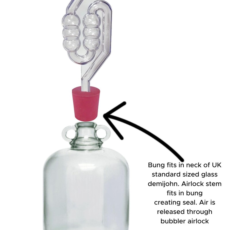 5X Fermentation Bubbler Airlocks, 5 Bored Rubber Bungs and 5
