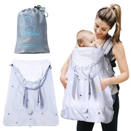 Orzbow Autumn Baby Carrier Cover Universal, Waterproof & Windproof, Breathable Infant Carrier Rain Cover with Sun Hood, Baby Sling Cover with Hood and Zipper for Spring, Autumn & Summer, Grey Rabbit