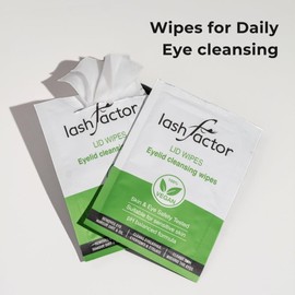Lashfactor Lid Cleansing Wipes - Daily Hygiene of Eyelids and Eyelashes, Plant Based Formula, Removes Eye Make Up, Leaves Skin Feeling Refreshed, Suitable for Sensitive Skin, 30 Wipes (Pack of 2)