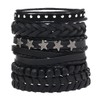 Minicoco 6 Pcs Leather Bracelet Star Black Braided Wide Wristband
