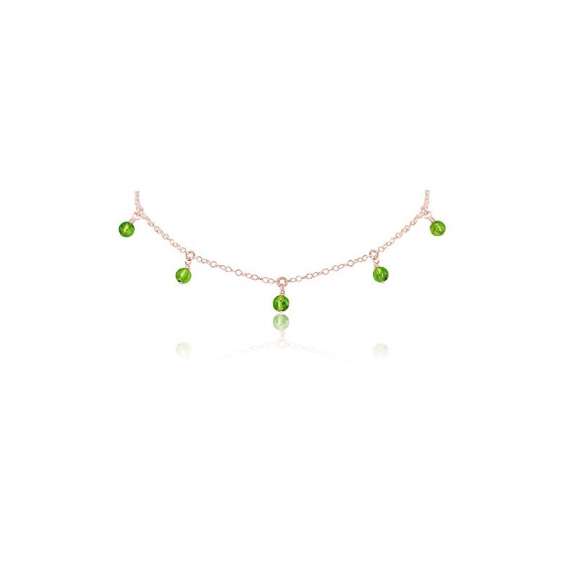 Peridot Bead Drop Choker in 14k Rose Gold Fill