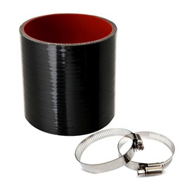 2.75" ID Straight Silicone Hose Coupler with 2 SS304 Worm Clamps, High Temp 4-Ply Reinforced 5MM Wall 3.0" Length(Qty 1) For Pipes Connecting Black