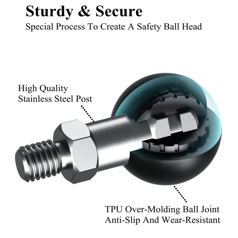 BRCOVAN 1'' Ball Adapter with M8 x 1.25 Threaded Post