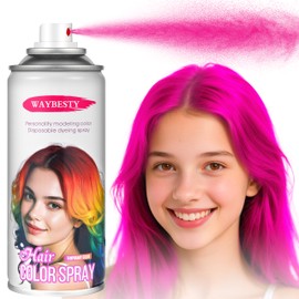 Temporary Hair Color Spray, Washable Pink Hair Spray for Women, Men, Kids, One-Day Hair Color Wax Dye, Natural Hair Spray Hair Strong Style for Cosplay, Party, Christmas (Pink 120ml)