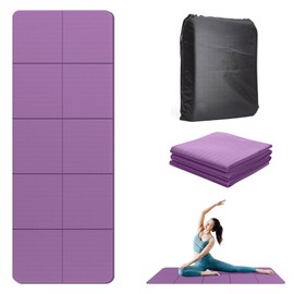 Tapete Yoga Plegable, Alfombrilla de Pilates con Bolsa de Almacenamiento, 183cm*61cm*6mm Tapete Ejercicio Portátil de Viaje, TPE Folding Esterilla de Yoga, Fácil de Limpiar, Mat para Gym, Fitness