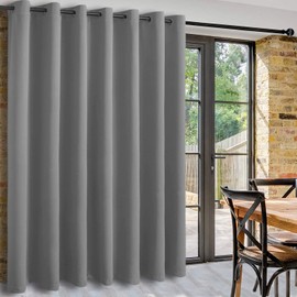 DWCN Total Privacy Room Divider Blackout Curtain - Thermal Curtains for Patio Door, Living Room, Bedroom Partition and Shared Office Space, 1 Grommet Curtain Panel, 10ft Wide x 7ft Tall,Light Grey