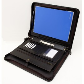 Noda Faux Pu Leather Business Padfolio Presentation Meeting Conference A4 Folder 2 Ring Binder Portfolio (Brown)