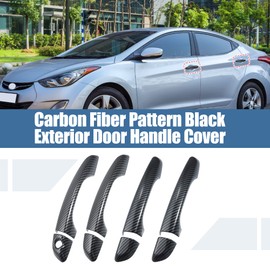 X AUTOHAUX 4pcs ABS Exterior Side Door Handle Cover Trim for Hyundai Elantra 2017 2018 2019 2020 Carbon Fiber Pattern Black Outer Door Handle Cover Decoration