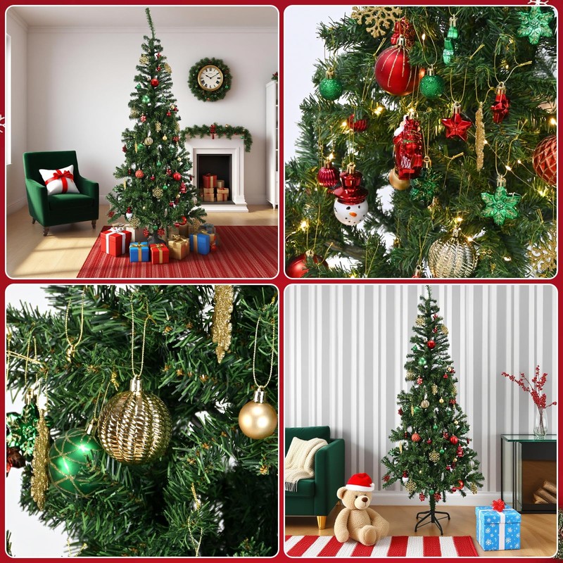70 Pcs Christmas Ball Ornaments Set，Shatterproof Gold Ornaments for Xmas