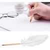 SquarezhenBo White Feather Ballpoint Pen Black Inks Pen Wedding Signing