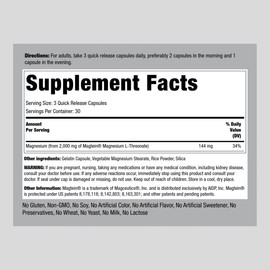 Piping Rock Magnesium L-Threonate | 2000mg | 90 Capsules | with Magtein | Non-GMO, Gluten Free Supplement