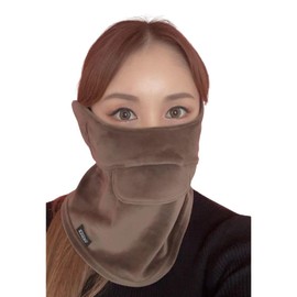 White Beauty WhB Face Cover for Autumn and Winter, Women's, Cold Protection, CP Type, Face Warmer, Cold Protection, UV Protection, Velour Style, Soft, Warm Goods, With Breath Hole, Brown