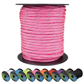 West Coast Paracord Reflective 550lb Paracord – 7 Strand Type III Tactical Parachute Cord for Hiking, Camping, and Fishing – Reflective Pink (50 ft)
