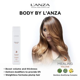 L'ANZA Healing Volume Thickening Shampoo, Boosts Shine, Volume, and Thickness for Fine and Flat Hair, Rich with Bamboo Bodifying Complex and Keratin (33.79 Fl Oz)