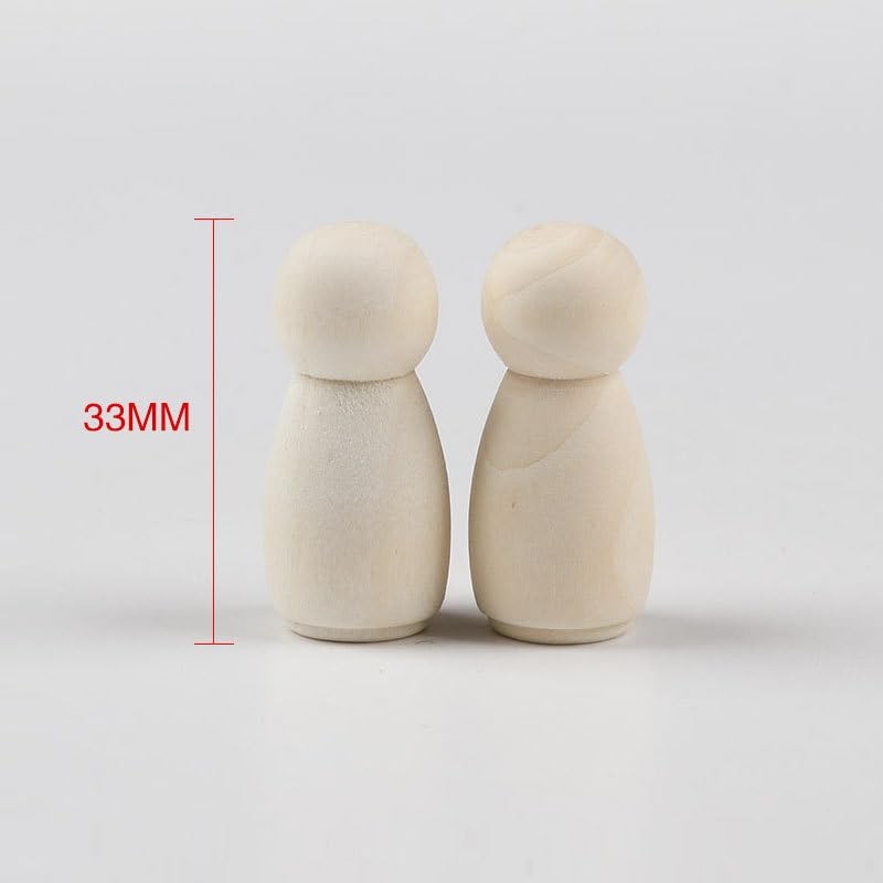 32 Packs Wooden Peg Dolls, Male Female Unfinished Wooden People,