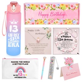 XOTOBO Birthday Gifts for Girls Age 10 13, 8pcs Birthday Gifts Include Kids Water Bottle with Straw 27 oz, Pearl Jewelry, 10 13 Year Old Girl Gift Ideas, Gifts for Sister