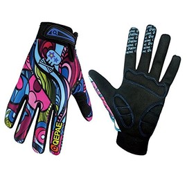 QEPAE Breathable Cycling Gloves Anti-Slip Full Finger Gel Gloves for Bicycle Riding Skiing, Gorgeous Color, X-Large