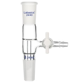 Labasics Glass Adapter, Vacuum Borosilicate Vertical Glass Adapter Removal, Vacuum Take-Off Adapter with PTFE Stopcock, Standard 24/40 Connection