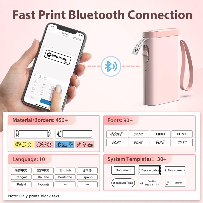 TYPONOS P21 Label Maker Machine with Tape, Label Printer Thermal