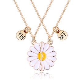 MJartoria BFF Necklace for 2-Daisy Best Friend Necklace Friendship Necklace Best Friends Forever Necklaces Valentines Day Gifts (Gold)